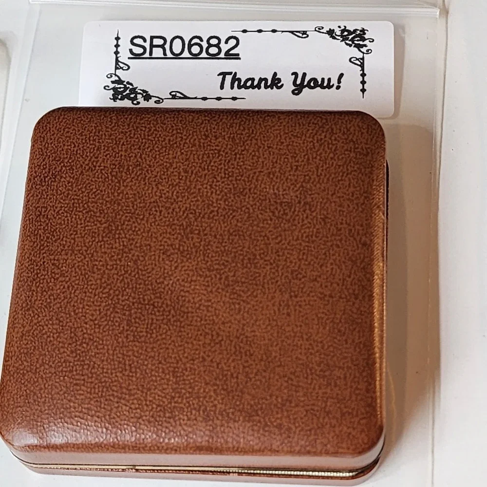 Ballou Vintage Jewelry Presentation Box Square Lined Gold Tone Label Brown Case